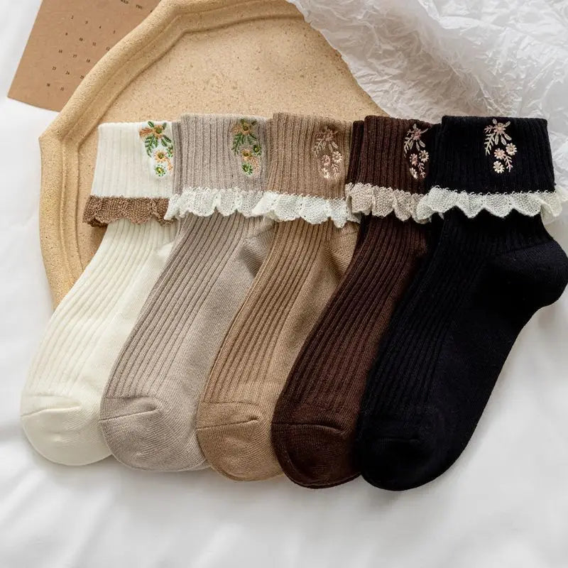 Calcetines de encaje con temática japonesa