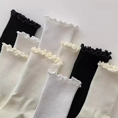 Pack 1/3/5 calcetines tobilleros de algodón con volantes