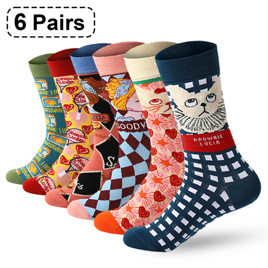 Pack de 6 calcetines con gato de dibujos animados