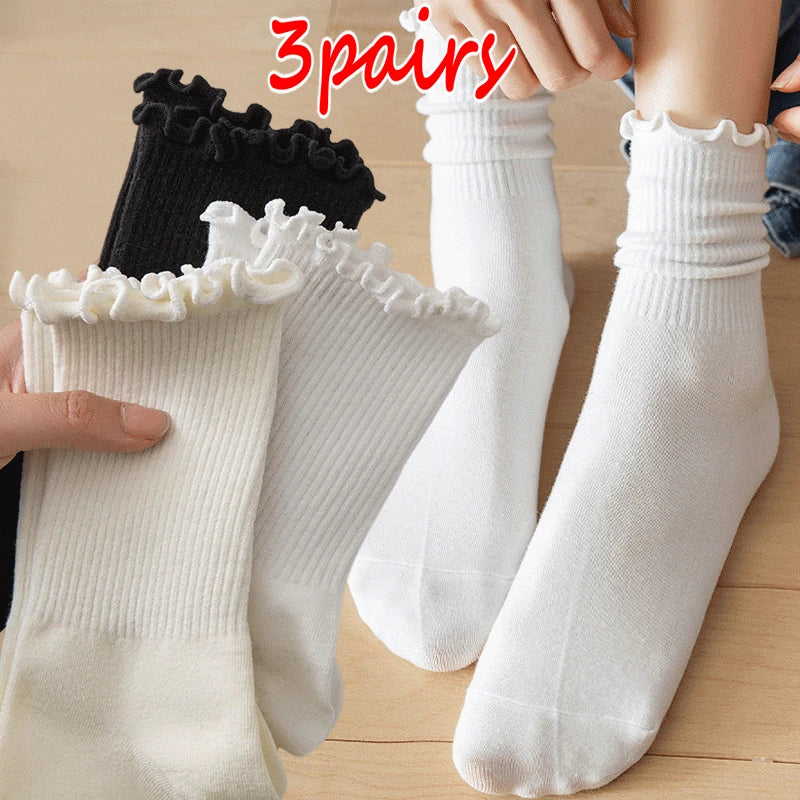 1/2/3 Pack Cotton Ruffles Socks